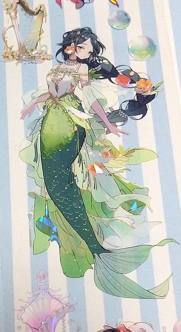 廃盤品✩J1052＃海囚(贝壳光)汐雾切り売り海外人物マステ女の子人魚AIマステ