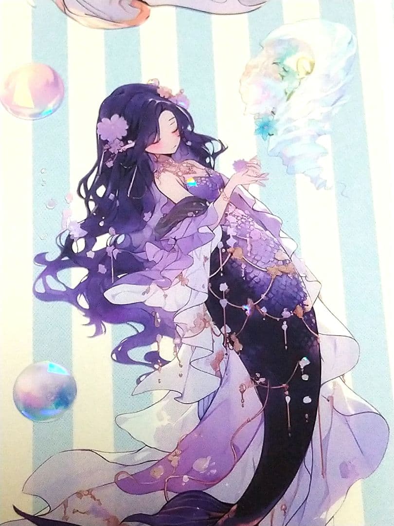 廃盤品✩J1052＃海囚(贝壳光)汐雾切り売り海外人物マステ女の子人魚AIマステ