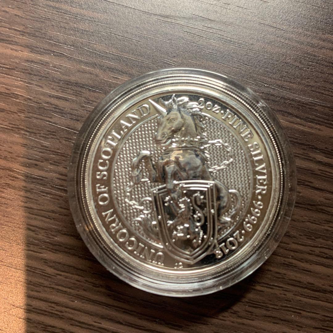 2018 イギリス 2 オンス 銀貨 クィーンズビースト (ユニコーン)