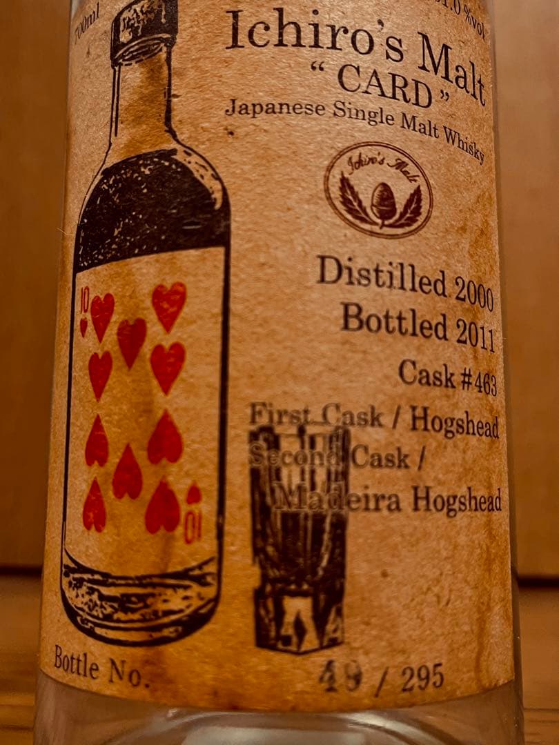 値下げ！イチローズモルト トランプシリーズ　テン・オブ・ハーツ空ボトル