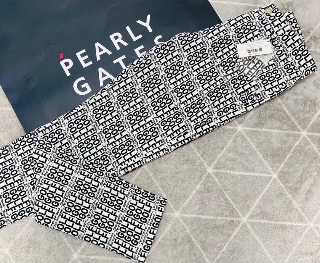 新品 パーリーゲイツ コットンストレッチカルゼ表ピーチパンツ(6)サイズLL/白