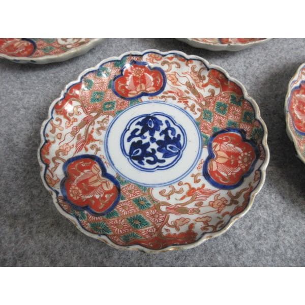 伊万里金襴手染錦菊皿5枚 [B28318]