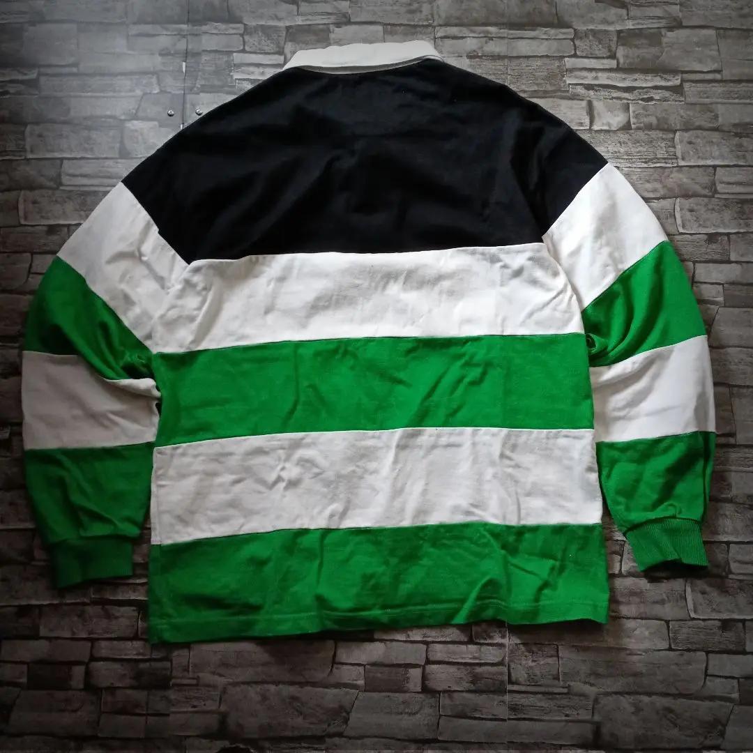 エクストララージラガーシャツ 太ボーダー 3色切替 センター刺繡ロゴ ゆるダボ