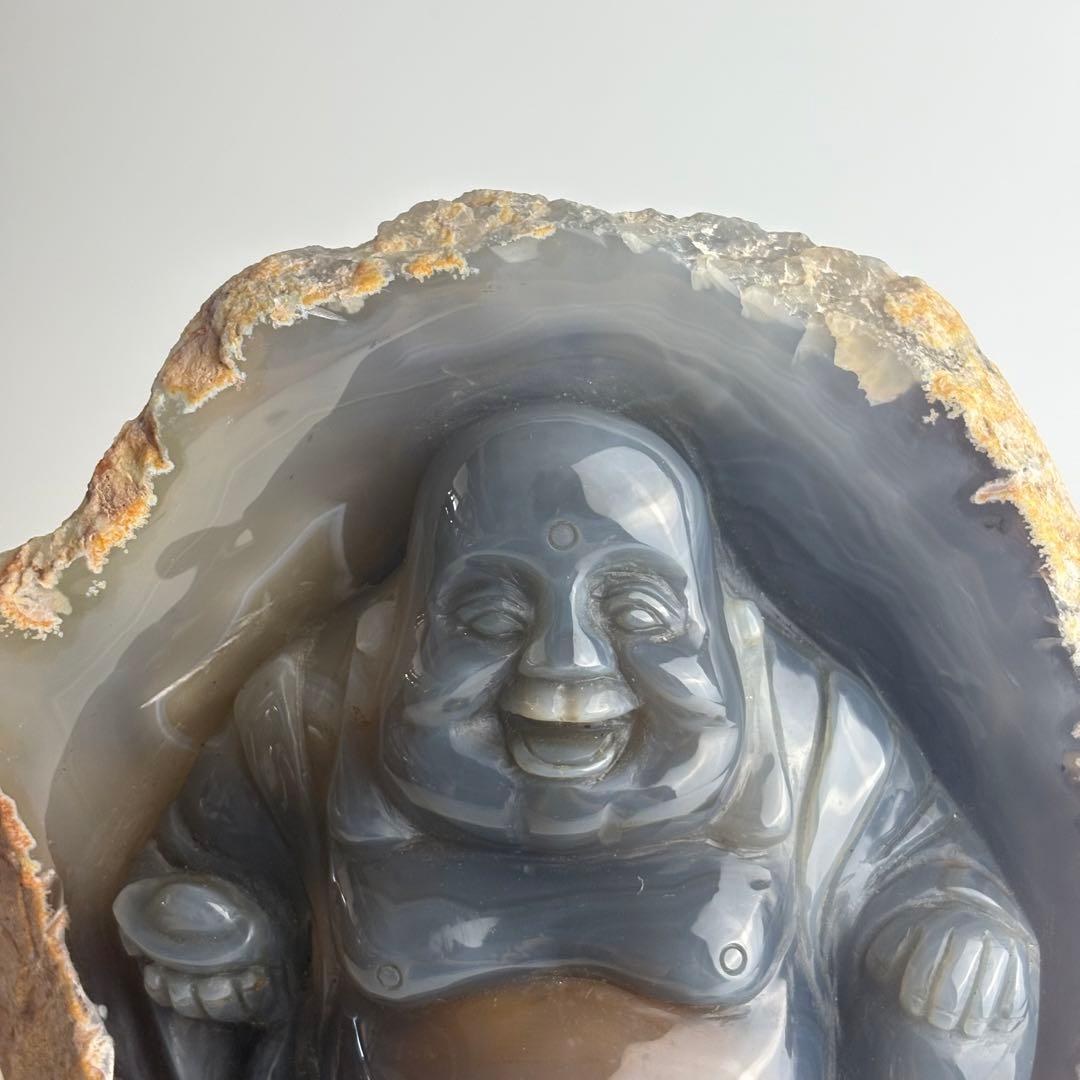 中国 瑪瑙 布袋 彫刻 天然石 置物 玉石