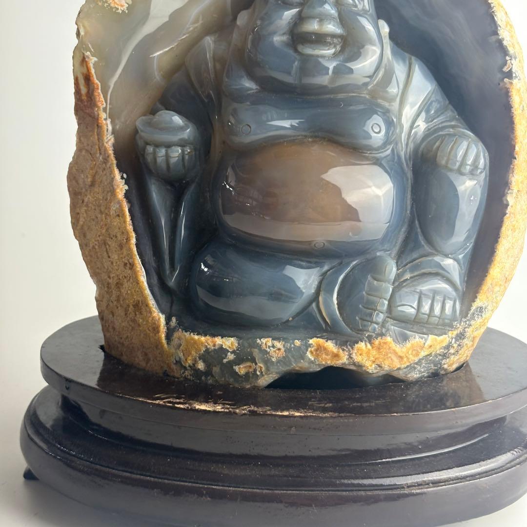 中国 瑪瑙 布袋 彫刻 天然石 置物 玉石