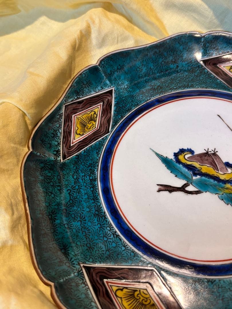 【共箱】人間国宝級 浅蔵五十吉作 九谷焼 彩釉花鳥文 飾皿 美品 現品限り