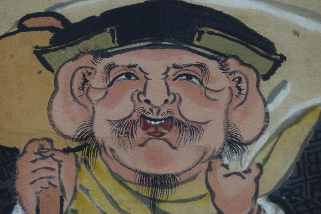 作者不詳/大黒天画賛/掛軸☆宝船☆Z-542