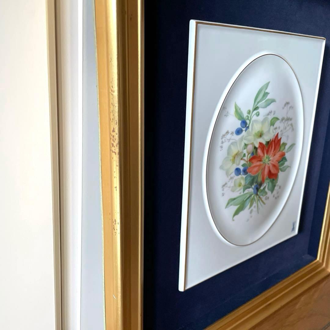 ＊四季の花「Winter」＊額装４２×３８・画２５×２１・Meissen・希少・