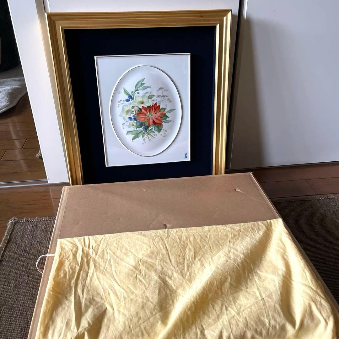 ＊四季の花「Winter」＊額装４２×３８・画２５×２１・Meissen・希少・