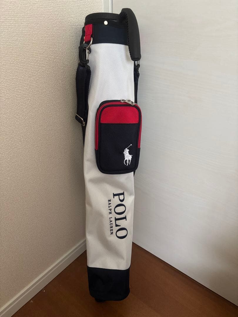 POLO ラルフローレン　キャディバッグ スタンド式　ホワイト/ネイビー/レッド