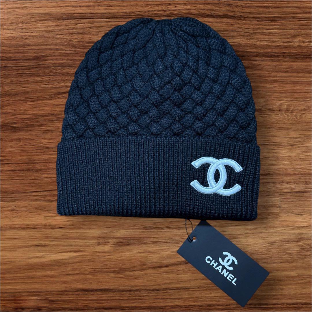 CCロゴ ニット帽 ブラック編み込み