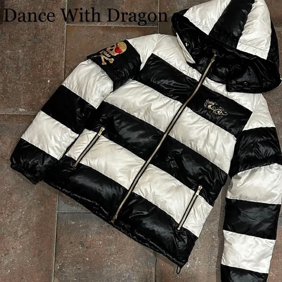 Dance With Dragon 4WAYダウンジャケット 白×黒 ボーダー