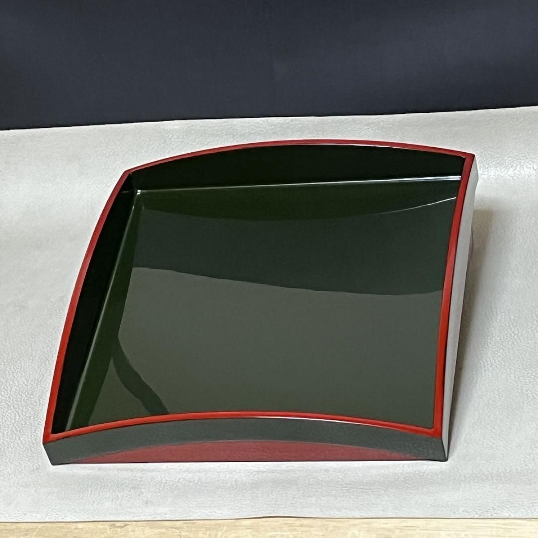 四方盆 久世宗春 青漆 山道形 共箱 茶道具 【k3654】