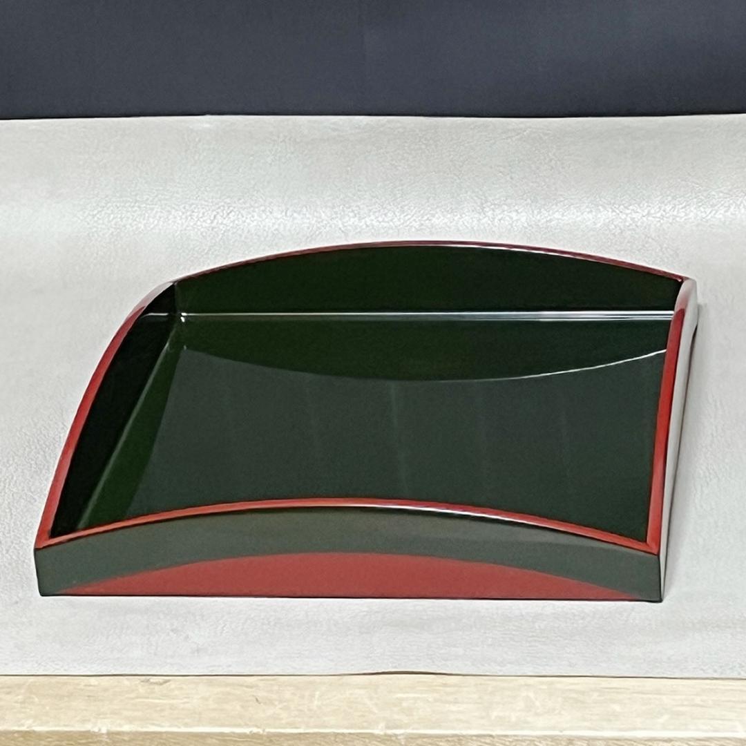 四方盆 久世宗春 青漆 山道形 共箱 茶道具 【k3654】