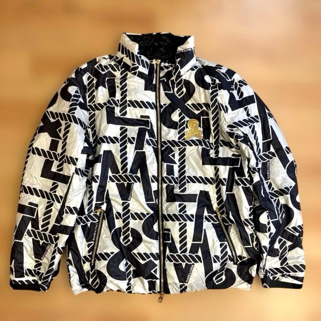 ◼️MARK&LONA◼️ロゴ入り中綿ジャケット48L美品白黒