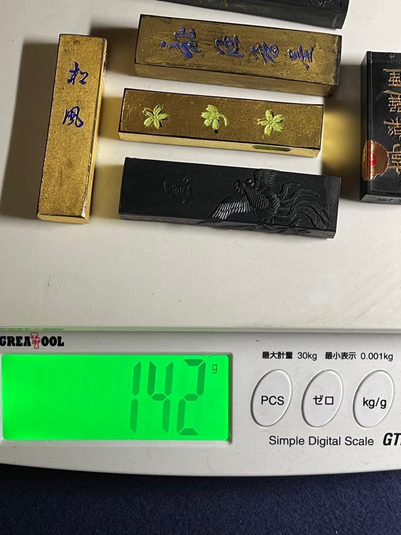 【墨研】銘古墨◆古梅園・呉竹 銘墨6点まとめて◆使用品◆古墨 文房四宝 書道具