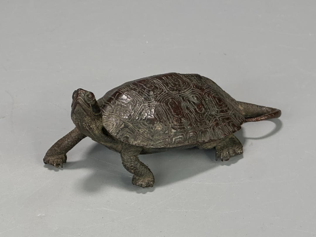 銅製　亀　置物　文鎮　在銘有
