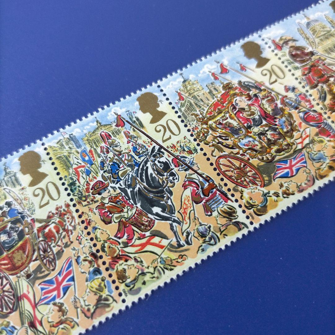 まとめ済6247 外国切手 イギリス 1989年 ロンドン市長就任パレード5連刷