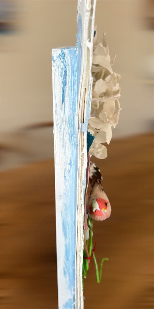 コラージュアート作品　ミクストミディア　和紙　ペイント　アメリカ