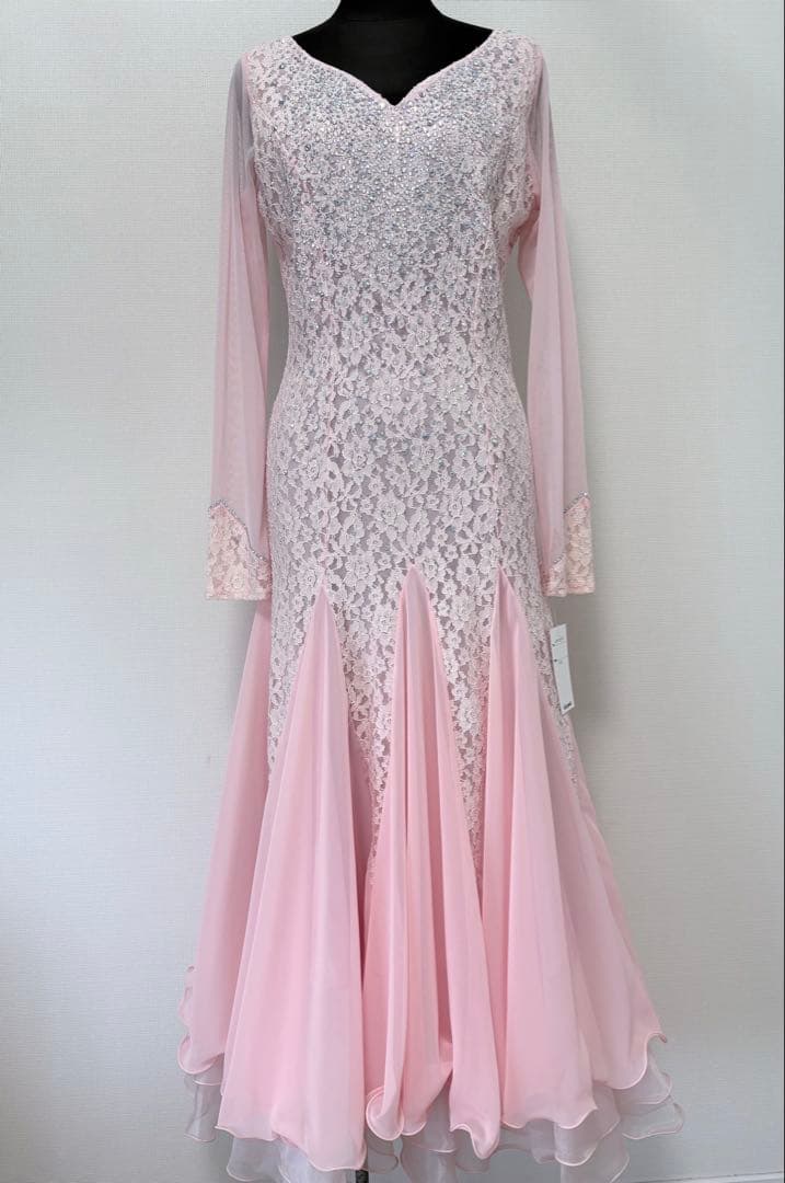 社交ダンスワンピース　パーティワンピース　ソシアルダンス　ピンク