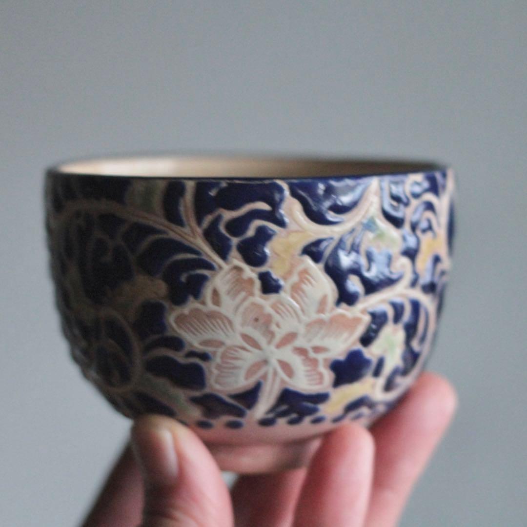 京焼 泰山与平衛 色絵 茶碗 茶道具 古美術 古道具 アンティーク