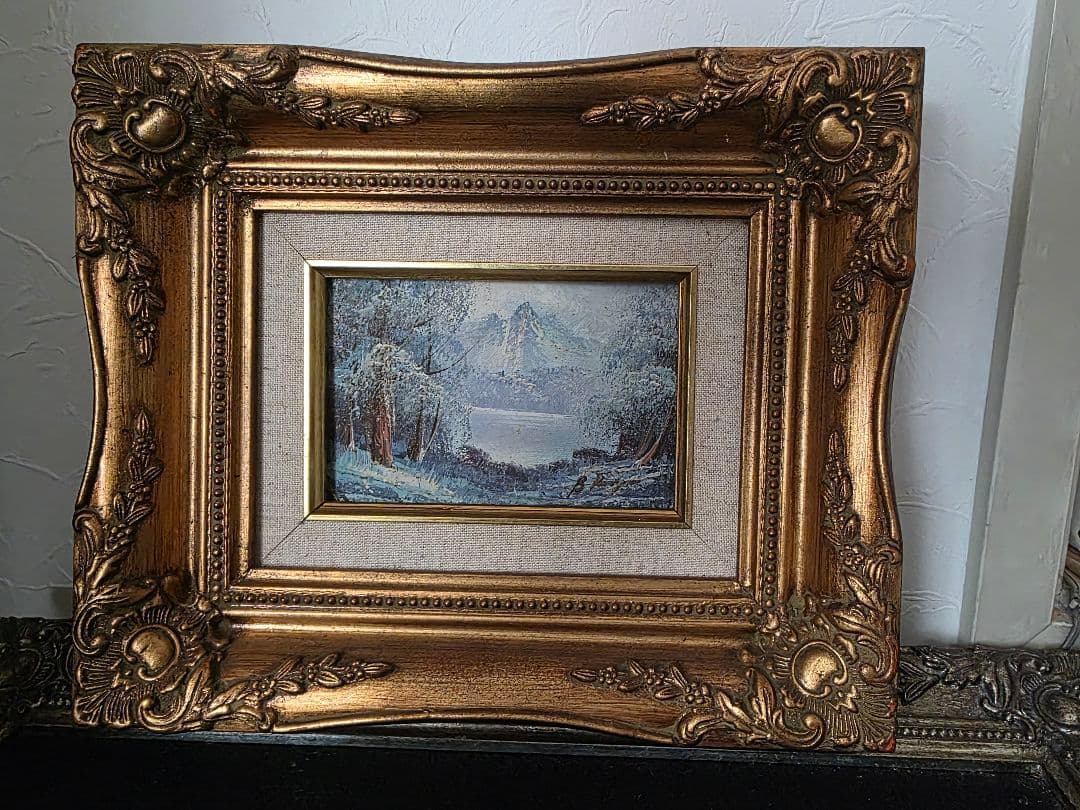 アンティーク　油絵　風景画 金色フレーム付き