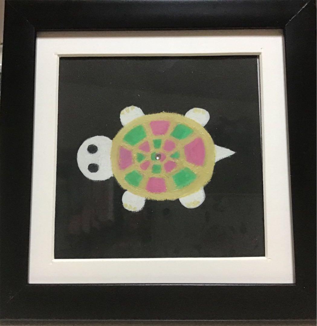 オリジナルハンドメイド 絵 かわいい甲羅のかめさん