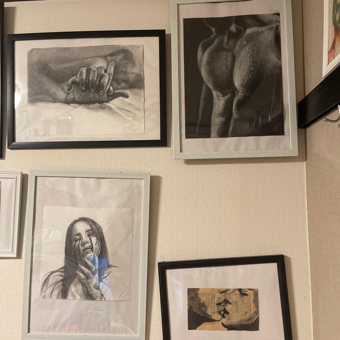 木炭画　男性モデル　ヌード