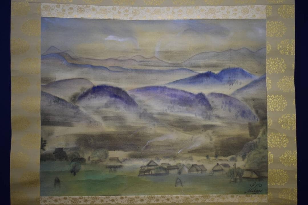 真作/司馬江漢/長崎風景図/山水図/山水風景図/大幅/布袋屋掛軸HI-322