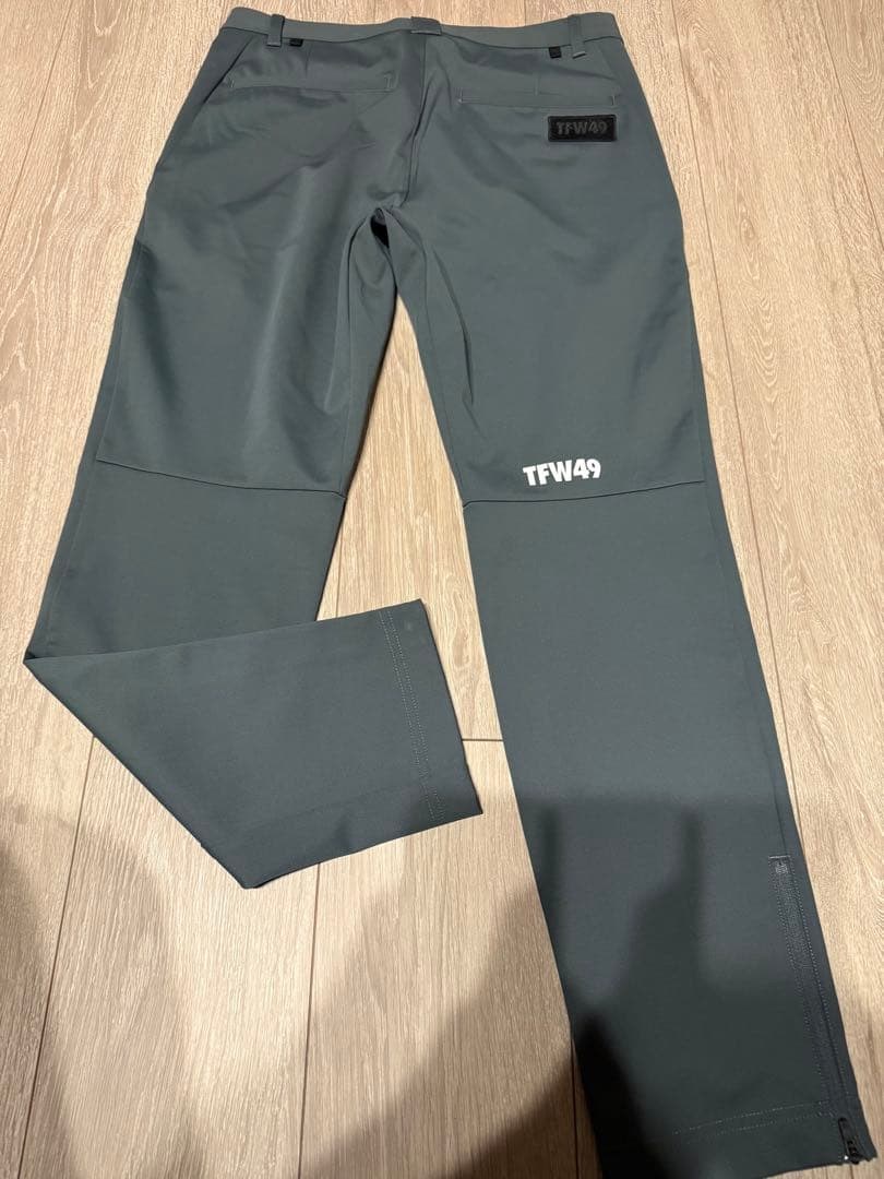 TFW49 カーキ　ファスナー付スリムパンツ　S