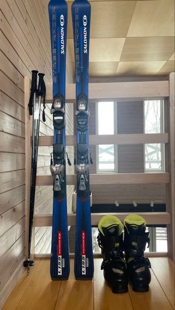 カービングスキー板大人男性155cmセット子供ジュニア SALOMONサロモン青