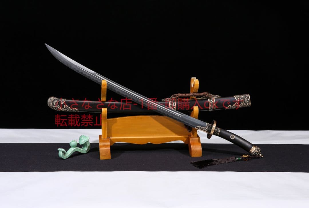 宝龍清刀黒白檀百錬文紋鋼  古兵器 武具 刀装具 日本刀 模造刀 居合刀