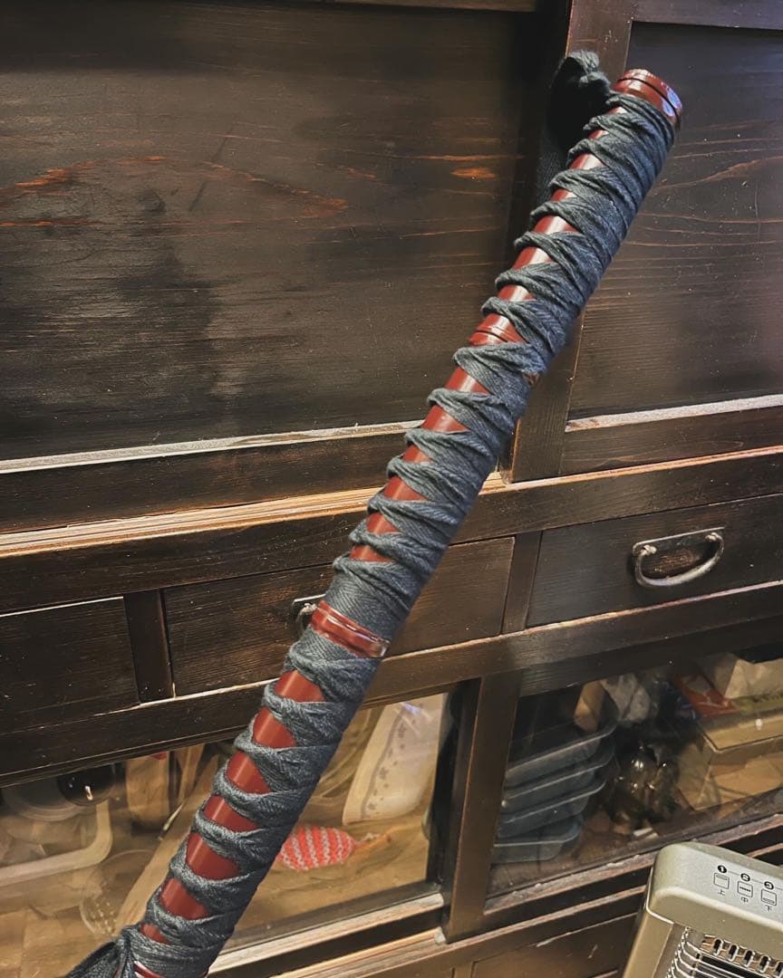 尾形刀剣　座頭市仕込杖　楕円茶竹鞘　日本刀模造刀　コレクション　小道具