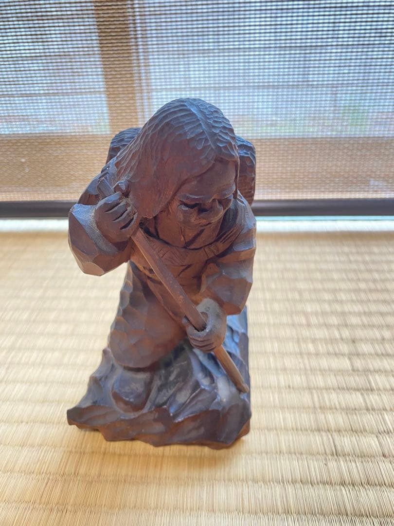 旭川アイヌ 木彫り 川村研太郎 作 昭和59年 渡道記念 希少 民芸品 彫刻