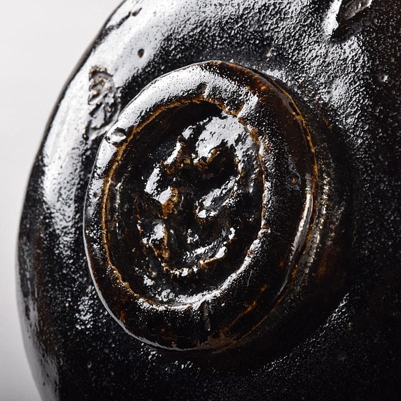 楽吉左衛門　十代旦入造　黒楽茶碗　銘「千鶴」　碌々斎極め箱　D　R7892