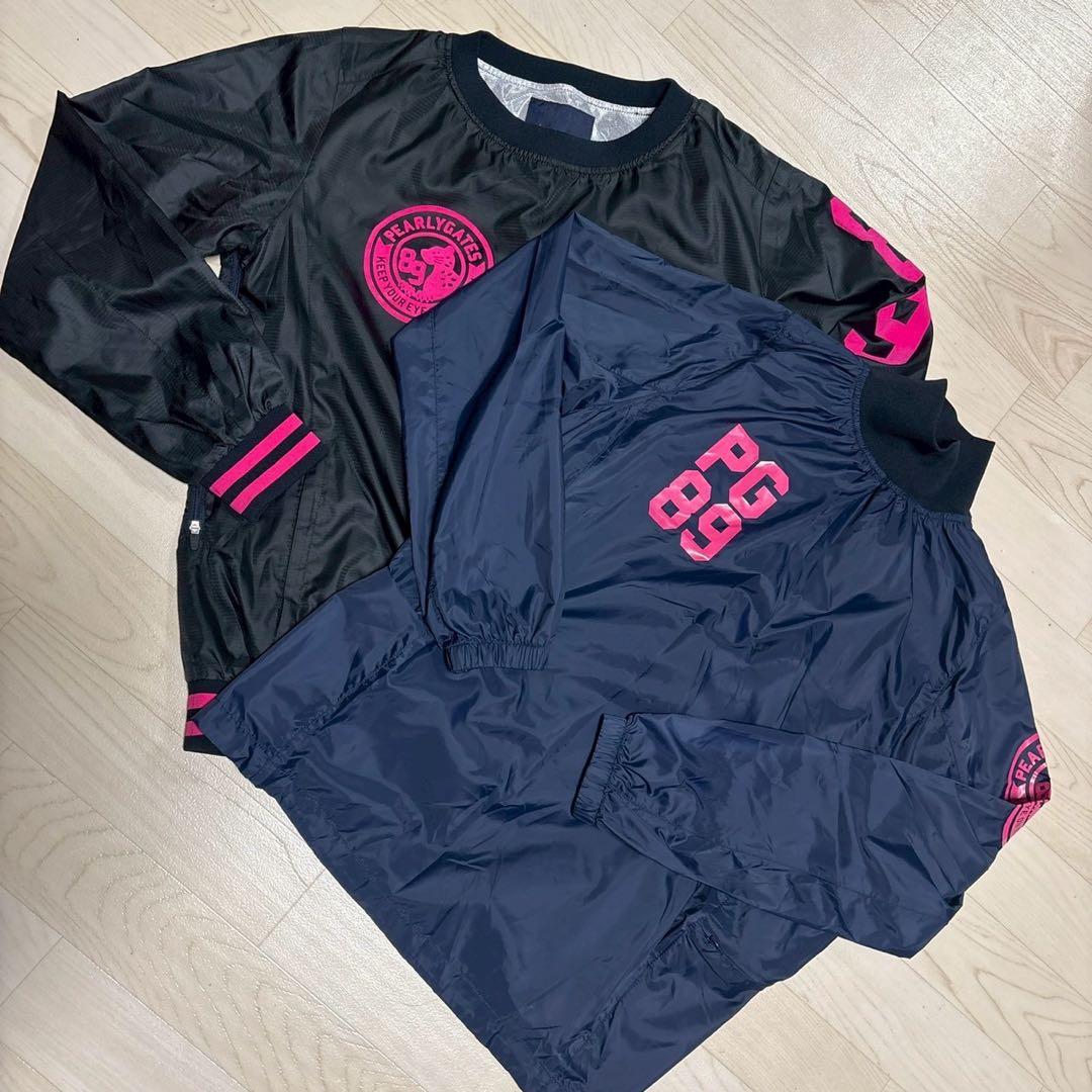 パーリーゲイツ　ツインスニード 　2枚セット モックネック　黒　ネイビーピンク