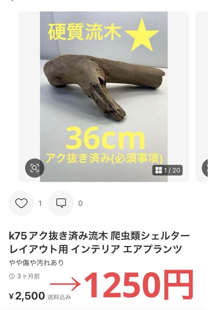 R70アク抜き済み流木 爬虫類シェルター レイアウト用 インテリア エアプランツ