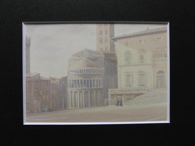 松浦安弘、【ピアッツァ・グランデ（アレッツオ）】、希少な画集画