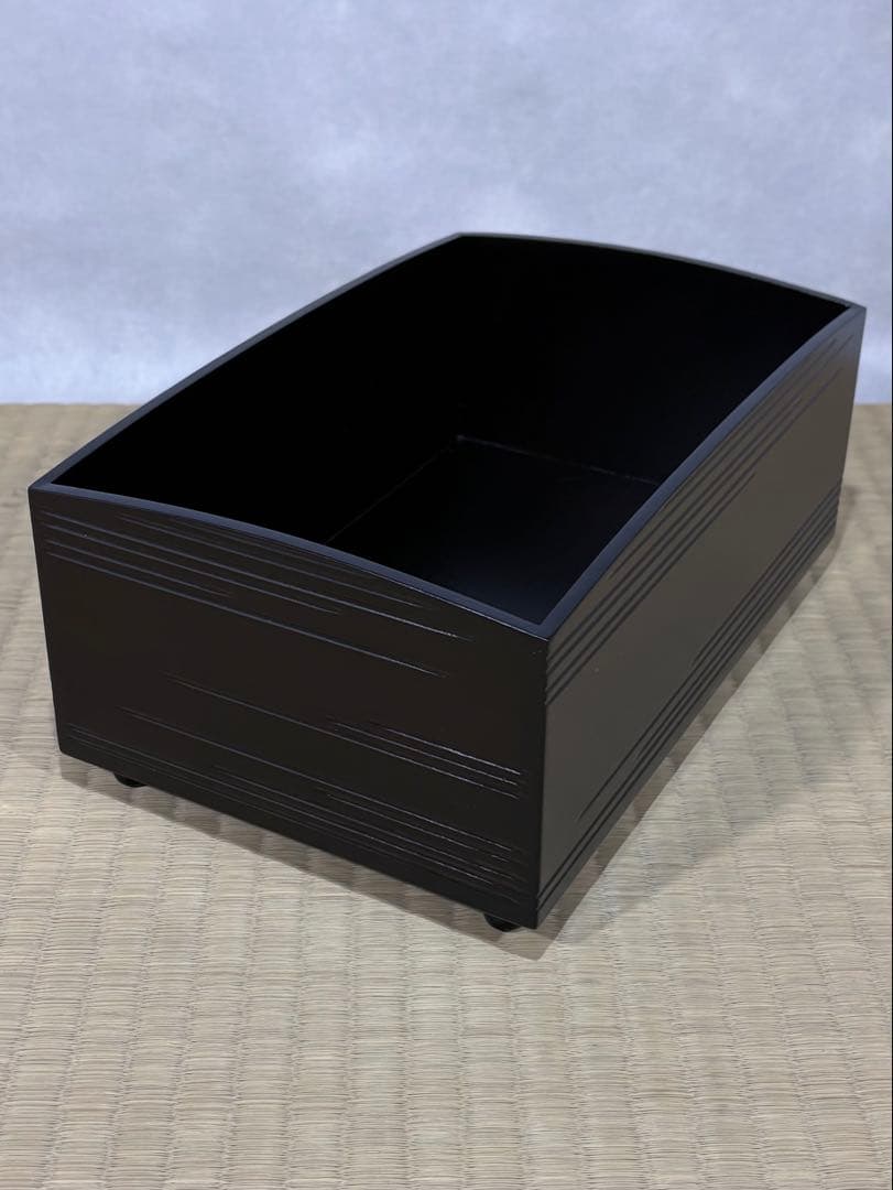 中谷秀斎造　如心斎好写　黒一閑粒足 煙草盆　美品　共箱　茶道具　送料込