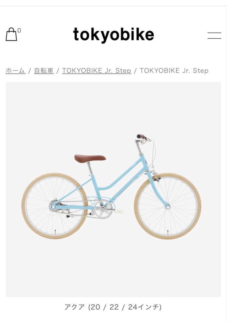TOKYO BIKE Jr. Step 20インチ　アクア（水色）　泥除け付