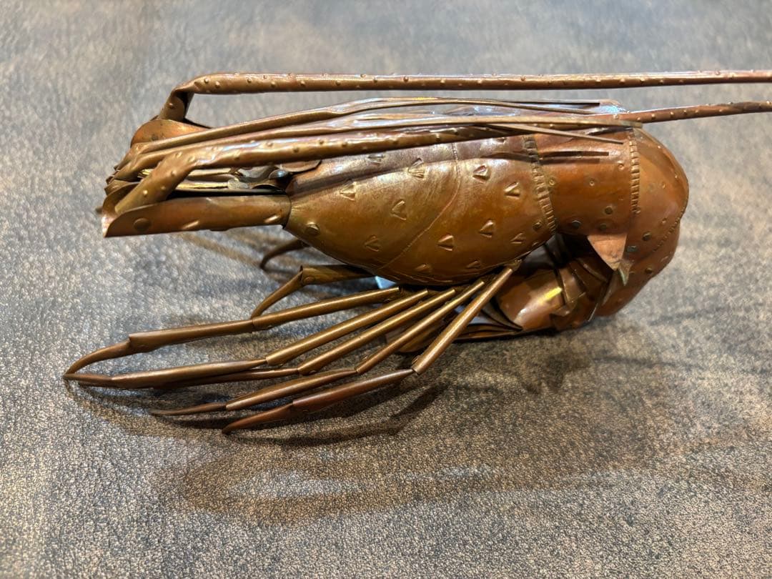 明珍宗之作　伊勢海老 自在置物　銅製　共箱