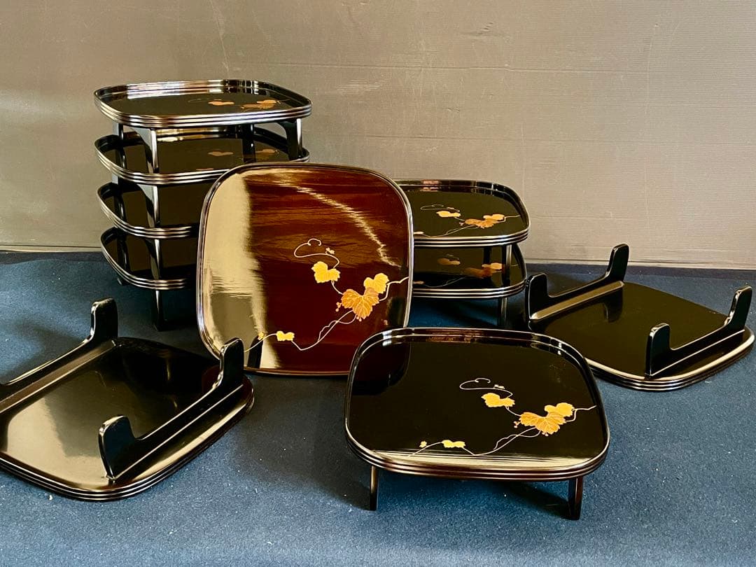 割引❣️「母」 輪島塗 蔦蒔絵 轡形 二の膳 10客 大向高洲堂 （125柱二）