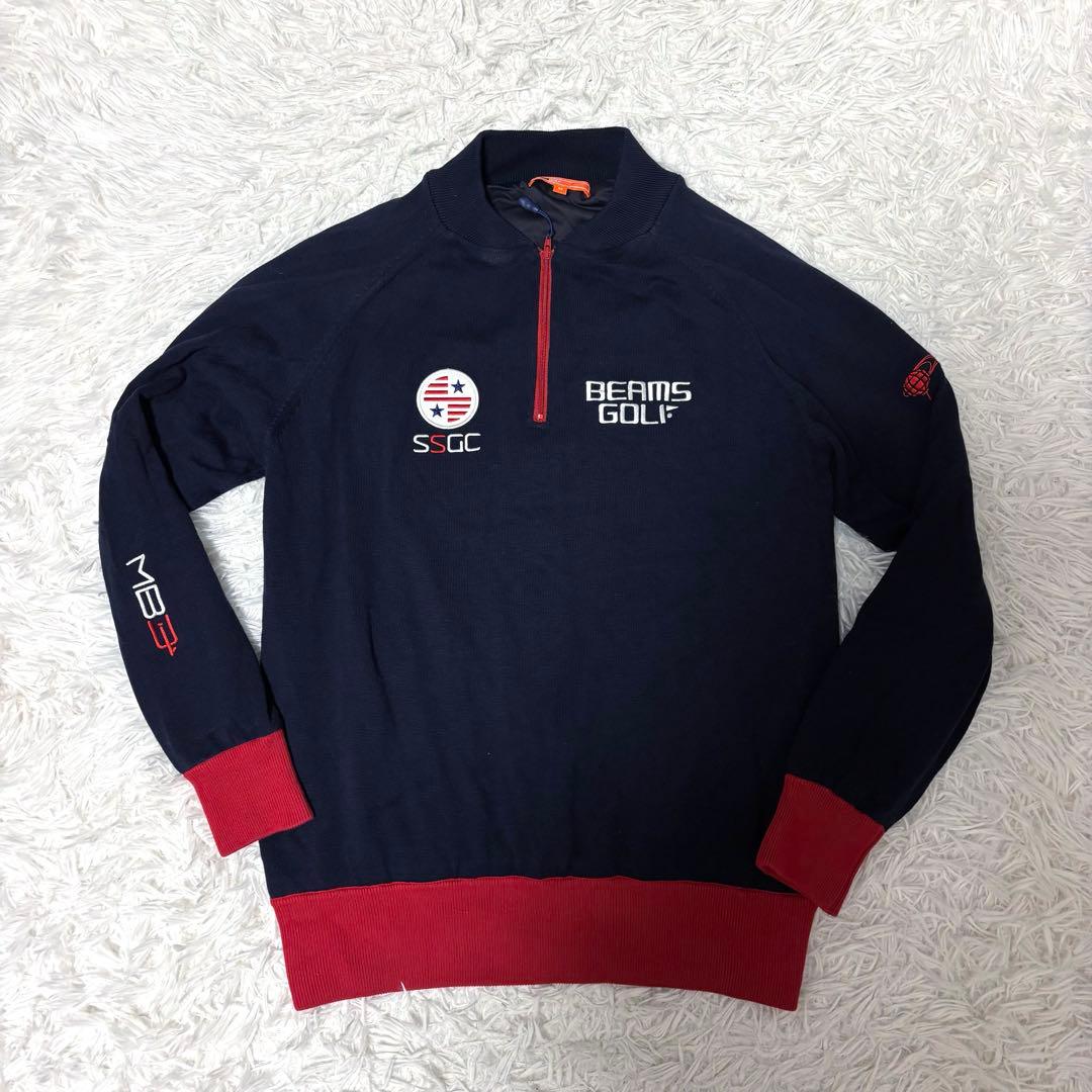 ビームスゴルフ ニットセーター ハーフジップ 蓄熱 ネイビー 防風 ゴルフ