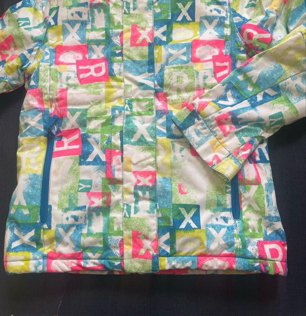 【美品】ROXYスキースノーボードウェア130140ピンク白キッズ青ジャケット