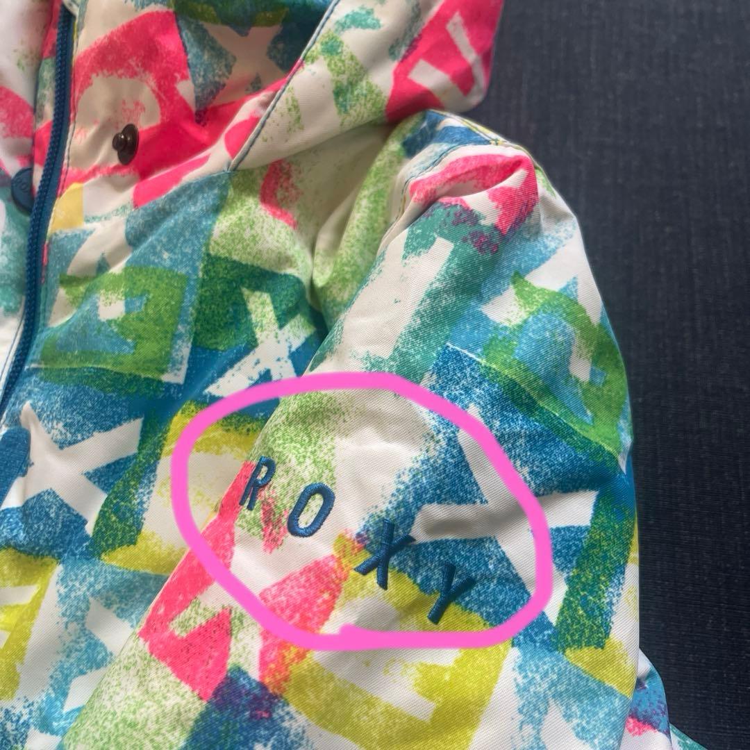 【美品】ROXYスキースノーボードウェア130140ピンク白キッズ青ジャケット