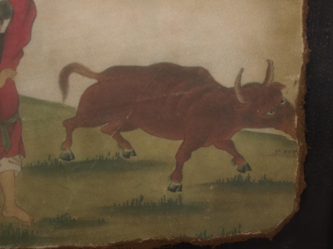 中国唐時代　敦煌莫高窟壁画 彩絵　人物像 発掘品 AK1733A10-4