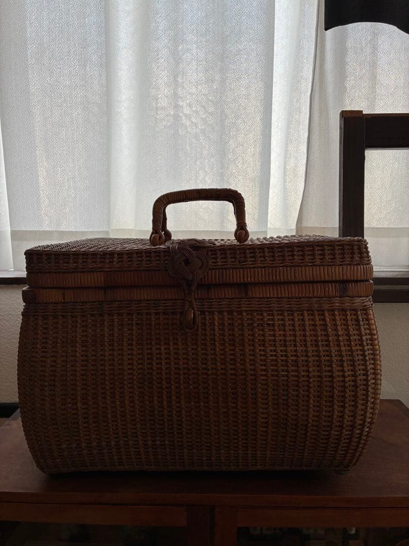 煎茶籠 大正 バスケット 籐編み アンティーク 古道具 籠 antique