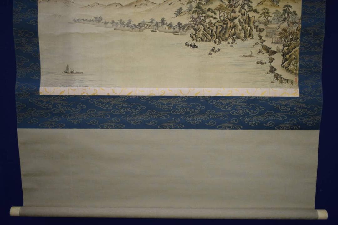 模写/狩野伊川院/山水人物図/横物/大幅/布袋屋掛軸HJ-845