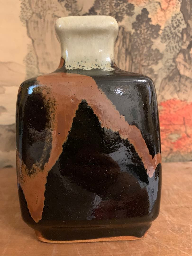 浜田庄司 扁壺 共箱【本物保証】益子焼人間国宝 河井寛次郎盟友 251