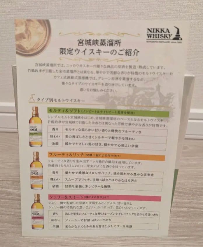 宮城峡蒸留所限定　シングルモルト 3本セット 各180ml【新品未開封】